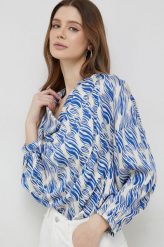 Sisley bluzka damska kolor niebieski wzorzysta. Niebieskie bluzki Sisley, l, bez wzorów, z tkaniny, bez kołnierzyka, bez ramiączek. Za 359.99 zł.