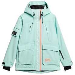 Damska kurtka narciarska Superdry Ultimate Rescue. Niebieskie kurtki narciarskie Superdry, bez wzorów, bez kaptura, narciarskie. Za 1,423.65 zł.