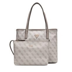 Torebka Guess. Brązowe shopper bag Guess, z aplikacjami, bez dodatków. Za 679.99 zł.