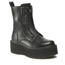 Trzewiki Jenny Fairy. Czarne botki Jenny Fairy, bez wzorów, bez obcasa, na koturnie, bez zapięcia. Za 159.99 zł.