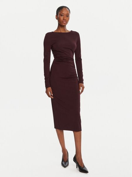 KAOS Sukienka koktajlowa Abiti RI1MA002 4005 Bordowy Slim Fit. Czerwone sukienki KAOS, bez wzorów, z syntetyku, wizytowe, bez kołnierzyka, bez ramiączek. Za 429.99 zł.