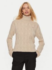 Tommy Hilfiger Golf WW0WW43102 Beżowy Regular Fit. Brązowe swetry Tommy Hilfiger, xs, bez wzorów, z wełny, bez ramiączek. Za 449.99 zł.