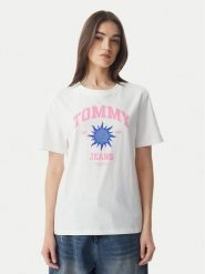 Tommy Jeans T-Shirt Novelty DW0DW23159 Biały Relaxed Fit. Białe t-shirty Tommy Jeans, xs, bez wzorów, z bawełny, bez kołnierzyka, bez ramiączek. Za 189.99 zł.