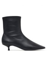 Calvin Klein Botki Round Kitt Heel Ankle Boot Nappa HW0HW03169 Czarny. Czarne botki Calvin Klein, bez wzorów, ze skóry, bez obcasa, na szpilce, bez zapięcia. Za 849.99 zł.