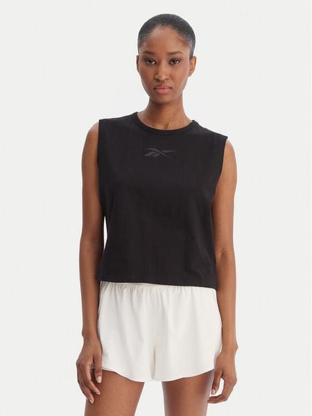 Reebok Top Erica RK25499CCW Czarny Relaxed Fit. Czarne topy Reebok, l, bez wzorów, z bawełny, bez kołnierzyka, bez ramiączek. Za 48.99 zł.