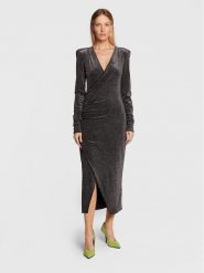 Patrizia Pepe Sukienka koktajlowa 2A2446/J049-S649 Szary Slim Fit. Szare sukienki Patrizia Pepe, s, bez wzorów, z syntetyku, wizytowe, bez kołnierzyka, bez ramiączek. Za 869.99 zł.