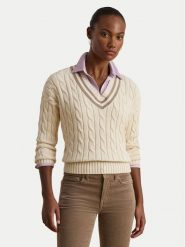 LAUREN RALPH LAUREN Sweter 200979662003 Écru Relaxed Fit. Swetry Lauren Ralph Lauren, xl, bez wzorów, z bawełny, bez ramiączek. Za 839.99 zł.