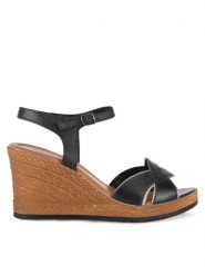 Lasocki Sandały WI23-283-09 Czarny. Czarne sandały Lasocki, bez wzorów, ze skóry, bez obcasa, na koturnie, bez zapięcia. Za 179.99 zł.