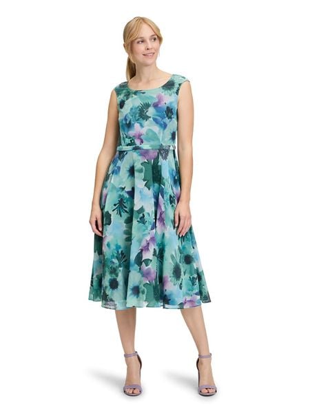 Vera Mont Sukienka w kolorze niebiesko-fioletowo-turkusowym rozmiar: 44. Niebieskie sukienki Vera Mont, bez wzorów, bez kołnierzyka, bez ramiączek, midi. Za 196.24 zł.