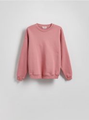 Bawełniana bluza - brudny róż. Czerwone bluzy Reserved, l, bez wzorów, z bawełny, bez kaptura. W wyprzedaży za 89.99 zł.