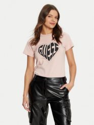 Guess T-Shirt V5RI08 J1314 Różowy Slim Fit. Czerwone t-shirty Guess, xxs, z aplikacjami, z bawełny, bez kołnierzyka, bez ramiączek. Za 149.99 zł.