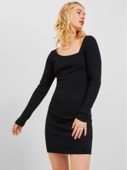 JJXX Sukienka dzianinowa 12243111 Czarny Tight Fit. Czarne sukienki JJXX, s, bez wzorów, z dzianiny, bez kołnierzyka, bez ramiączek. Za 119.99 zł.