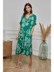 Plume Lniana sukienka w kolorze zielonym rozmiar: L. Zielone sukienki Plume, l, bez wzorów, ze lnu, bez kołnierzyka, bez ramiączek, midi. Za 229.46 zł.