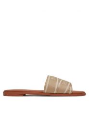 Tommy Hilfiger Klapki Webbing Mule FW0FW08421 Beżowy. Brązowe klapki Tommy Hilfiger, bez wzorów, z materiału, bez obcasa, bez zapięcia. Za 319.99 zł.