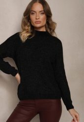Czarny Casualowy Golf z Wiskozą Zerinia. Czarne swetry Renee, uniwersalny, bez wzorów, z jeansu, biznesowe, bez ramiączek. W wyprzedaży za 51.99 zł.