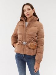 Guess Kurtka puchowa Lucia W3BL19 WEX12 Brązowy Regular Fit. Brązowe kurtki Guess, na zimę, m, z aplikacjami, z puchu, bez kaptura. Za 439.99 zł.