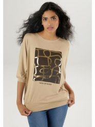 Aniston Bluzka w kolorze beżowym rozmiar: 50. Brązowe bluzki Aniston, bez wzorów, z wiskozy, bez kołnierzyka, bez ramiączek. Za 56.99 zł.