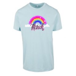 Koszulka damska Urban Classics Mariah Rainbow. Niebieskie t-shirty sportowe Urban Classics, bez wzorów, bez ramiączek. Za 168.00 zł.
