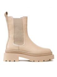 Gino Rossi Sztyblety 222FW103 Beżowy. Brązowe botki Gino Rossi, bez wzorów, ze skóry, bez obcasa, na płaskiej podeszwie, bez zapięcia. Za 239.99 zł.