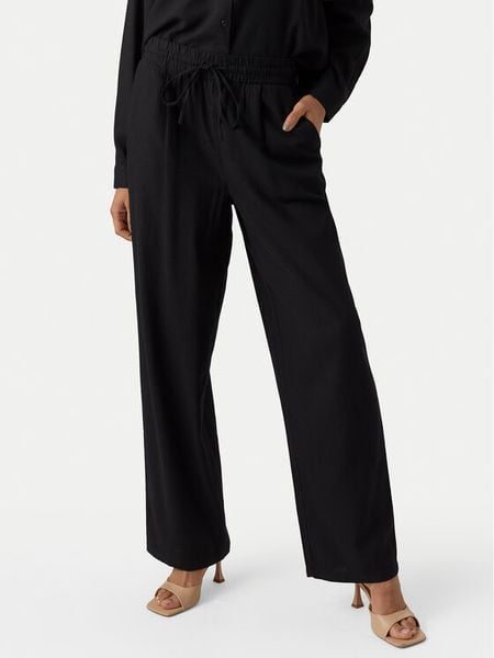 Vero Moda Spodnie materiałowe Jesmilo 10287363 Czarny Regular Fit. Czarne spodnie materiałowe Vero Moda, bez wzorów, ze lnu. Za 145.99 zł.