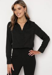 Czarna Koszula z Koronkową Lamówką Latorena. Czarne koszule Born2be, l, bez wzorów, z koronki, eleganckie, bez kołnierzyka, bez ramiączek. W wyprzedaży za 67.99 zł.