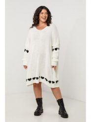 Curvy Lady Sukienka dzianinowa w kolorze białym rozmiar: 40/42. Białe sukienki Curvy Lady, bez wzorów, z dzianiny, klasyczne, bez kołnierzyka, bez ramiączek, midi. Za 78.99 zł.