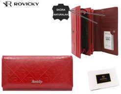 Portfel damski ROVICKY RPX-20-PMT RED czerwony. Czerwone portfele bez wzorów, ze skóry. Za 31.00 zł.