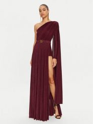 Elisabetta Franchi Sukienka wieczorowa AB-686-46E1 Bordowy Slim Fit. Czerwone sukienki Elisabetta Franchi, bez wzorów, z syntetyku, wizytowe, bez kołnierzyka, bez ramiączek. Za 2,619.00 zł.