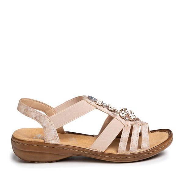 Sandały Rieker. Brązowe sandały Rieker, bez wzorów, bez obcasa, na płaskiej podeszwie, bez zapięcia. Za 219.99 zł.