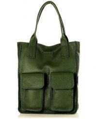 Torebka damska zielona MARCO MAZZINI s131c. Zielone shopper bag bez wzorów, ze skóry, street, na ramię, bez dodatków. Za 399.00 zł.