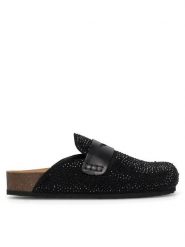 Eva Minge Klapki PERPETUE-24SS03 Czarny. Czarne klapki Eva Minge, bez wzorów, ze skóry, bez obcasa, bez zapięcia. Za 399.99 zł.