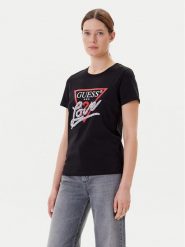 Guess T-Shirt W5YI40 I3Z14 Czarny Regular Fit. Czarne t-shirty Guess, xxl, z aplikacjami, z bawełny, bez kołnierzyka, bez ramiączek. Za 219.99 zł.