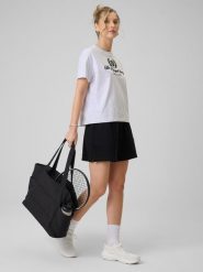 4F Spodenki dresowe damskie - czarne XL. Czarne szorty 4f, bez wzorów, z bawełny. Za 99.99 zł.