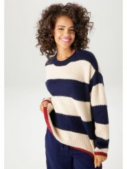 Aniston Sweter w kolorze niebiesko-beżowym rozmiar: 36. Brązowe swetry Aniston, bez wzorów, ze splotem, bez ramiączek. Za 70.08 zł.