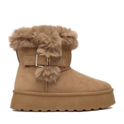 Botki JENNY. Brązowe śniegowce Jenny, bez wzorów, bez zapięcia. Za 139.99 zł.