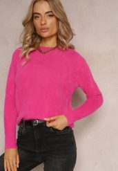 Fuksjowy Sweter Wełniany Elisabema. Czerwone swetry Renee, l, bez wzorów, z tkaniny, casualowe, bez ramiączek. Za 29.99 zł.