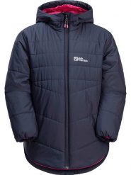 Jack Wolfskin Płaszcz pikowany "Solyd" w kolorze granatowym rozmiar: 140. Niebieskie płaszcze Jack Wolfskin, bez wzorów, bez kaptura. Za 202.50 zł.