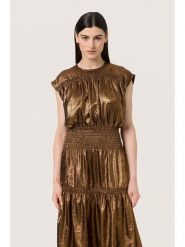 SAINT TROPEZ Sukienka "Elvie Layna" w kolorze miedzianym rozmiar: XL. Brązowe sukienki Saint Tropez, xl, bez wzorów, bez kołnierzyka, bez ramiączek, midi. Za 194.15 zł.