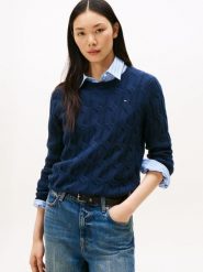 Tommy Hilfiger Sweter z dzianiny Kobiety Wełna niebieski, S. Niebieskie swetry Tommy Hilfiger, s, bez wzorów, z dzianiny, eleganckie, bez ramiączek. Za 479.95 zł.