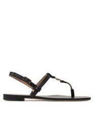 TWINSET Sandały 241TCT100 Czarny. Czarne sandały Twinset, bez wzorów, ze skóry, bez obcasa, na płaskiej podeszwie, bez zapięcia. Za 799.99 zł.