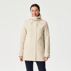 Ciepła długa kurtka żeglarska damska Decathlon 500. Brązowe kurtki Decathlon, na zimę, l, bez wzorów, z lycry, z kapturem. Za 349.99 zł.
