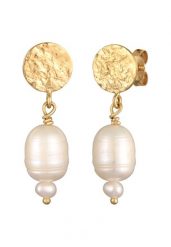 Elli PREMIUM Damskie kolczyki organiczne z perły hodowlana słodkowodna z pozłacanego srebra próby 925 Stering Silver Kolczyki 1 ct. Szare kolczyki Elli PREMIUM, z perłą, pozłacane. Za 241.39 zł.