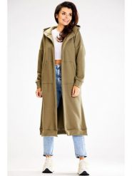 Awama Płaszcz dresowy w kolorze khaki rozmiar: S/M. Brązowe płaszcze Awama, m, bez wzorów, z dresówki, bez kaptura. Za 217.95 zł.