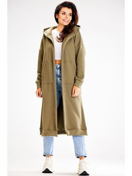 Awama Płaszcz dresowy w kolorze khaki rozmiar: S/M. Brązowe płaszcze Awama, m, bez wzorów, z dresówki, bez kaptura. Za 217.95 zł.