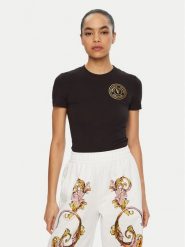 Versace Jeans Couture T-Shirt 78HAHT00 Czarny Regular Fit. Czarne t-shirty Versace Jeans Couture, m, bez wzorów, z bawełny, bez kołnierzyka, bez ramiączek. Za 279.99 zł.