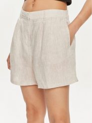 Gina Tricot Szorty materiałowe 22174 Beżowy Regular Fit. Brązowe szorty Gina Tricot, bez wzorów, ze lnu. Za 169.99 zł.