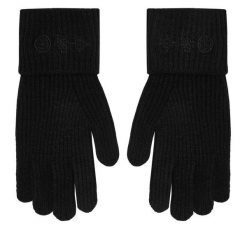 Rękawiczki Damskie Guess. Czarne rękawiczki Guess, z aplikacjami, z dzianiny. Za 119.99 zł.