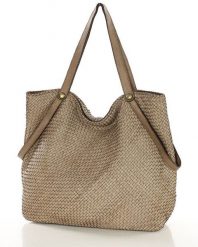 Shopperka pleciona MARCO MAZZINI beżowa v244d. Brązowe torebki klasyczne bez wzorów, ze skóry, vintage, duże, bez dodatków. Za 639.00 zł.