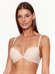 Guess Biustonosz push-up O3BC17 KBXA0 Beżowy. Brązowe biustonosze Guess, z aplikacjami, z syntetyku. Za 129.99 zł.