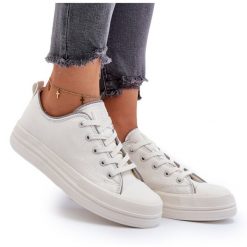Damskie Trampki Big Star NN274850 Białe. Białe trampki bez wzorów, z materiału, eleganckie, bez zapięcia. Za 224.56 zł.